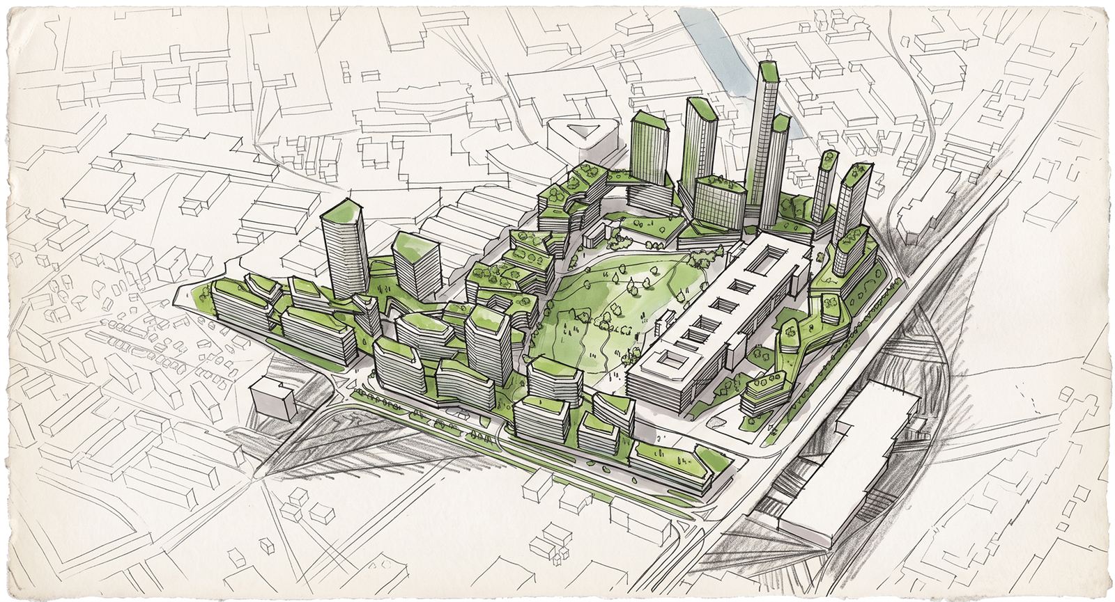 Neckermann Masterplan — axonometric